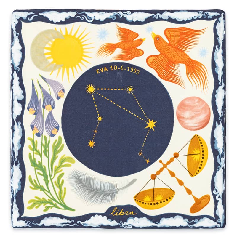Storytiles Delft Blue Libra Fliese 10x10 cm Sternzeichen Waage