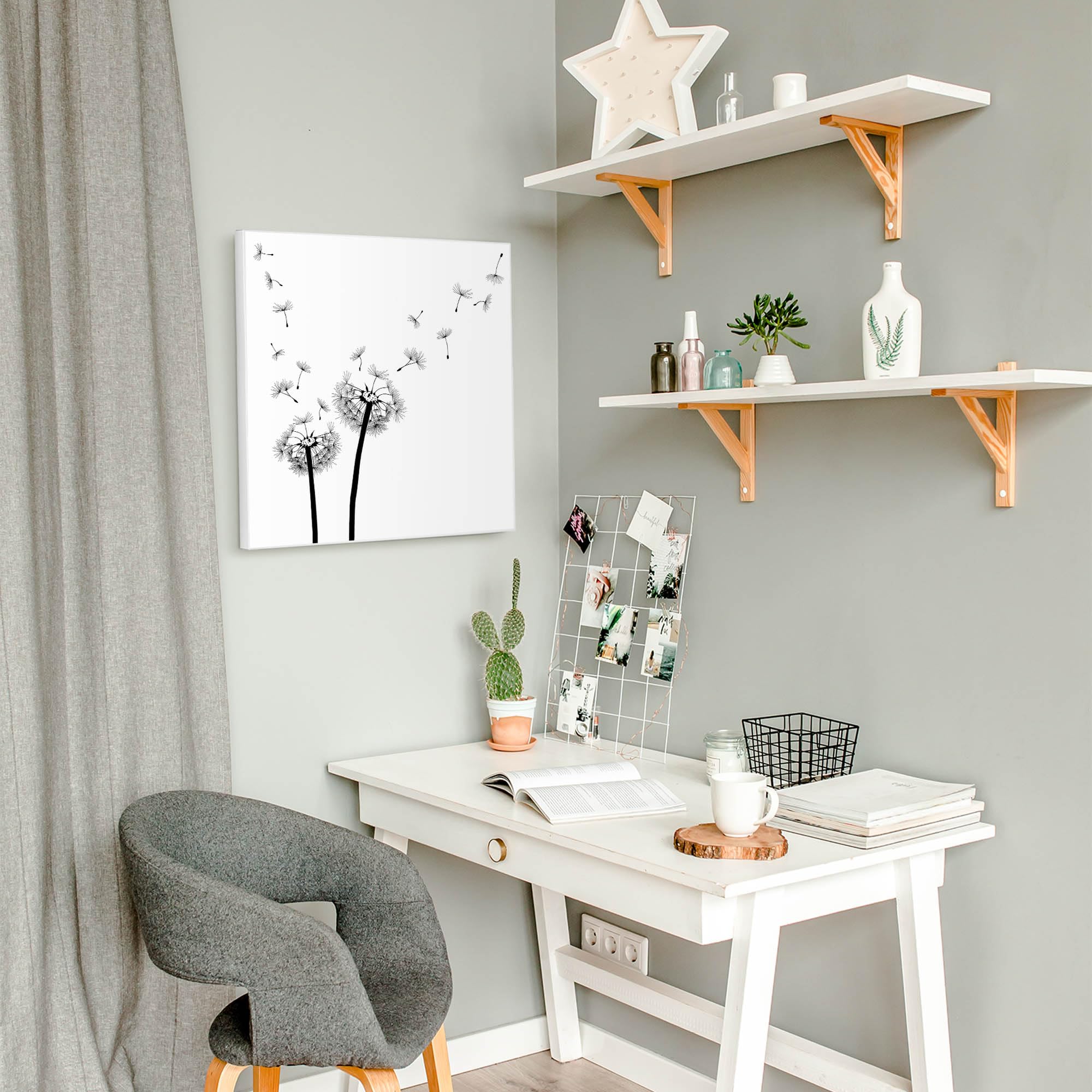 Banjado Magnettafel Pusteblume 2 Magnetwand 50x50cm beschreibbar