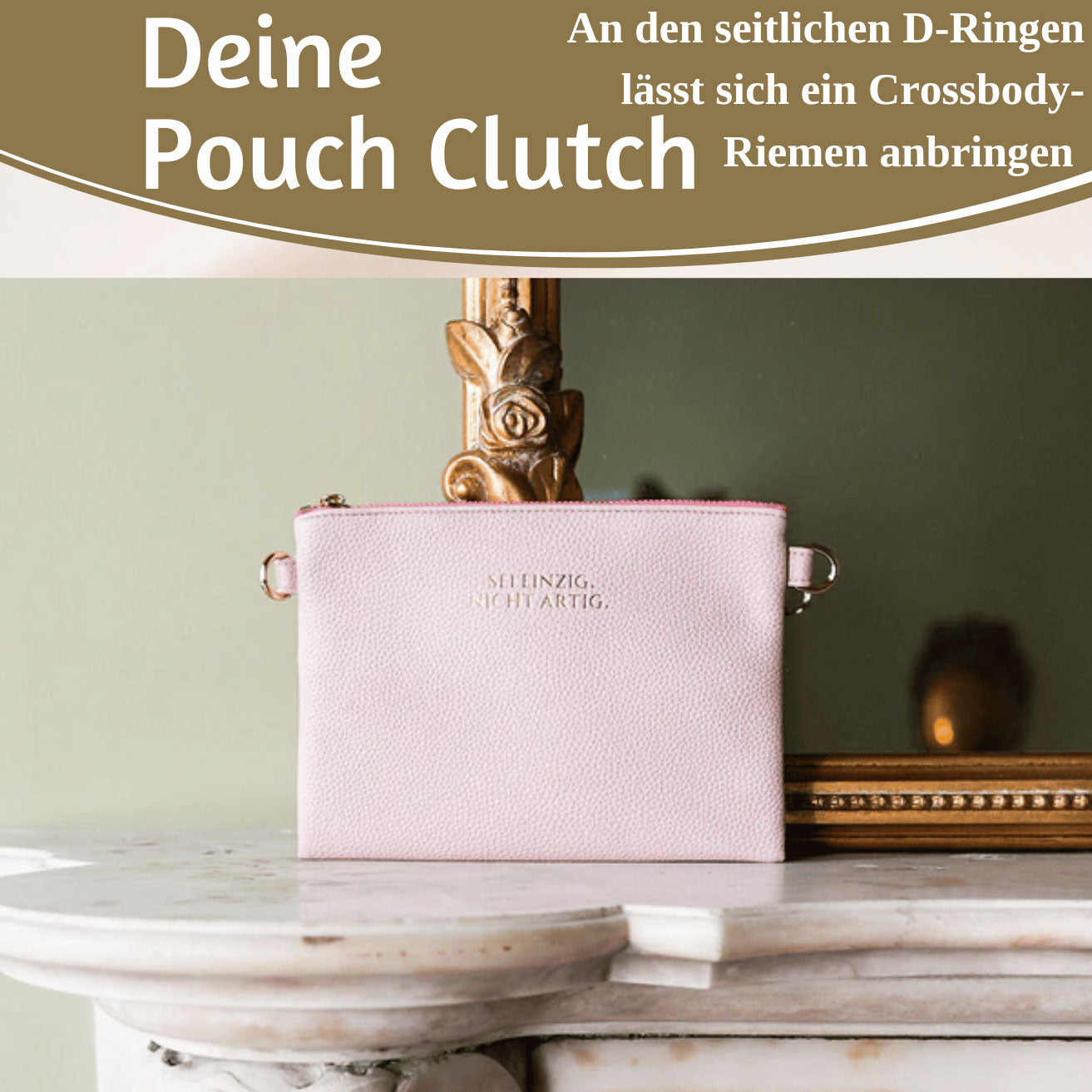Mimi's Glow Lia Clutch Handtasche Rosa 22cm PU