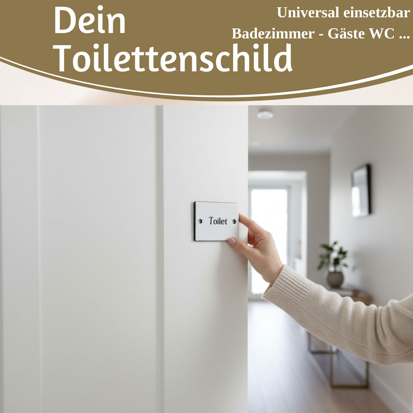 LS-LebenStil Toilet Türschild Emaille weiß 6x5 cm Retro