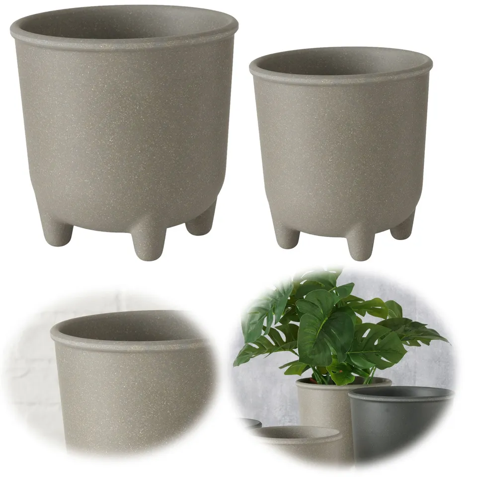 LS-LebenStil Garten & Camping List Übertopf Anthrazit 2er Set Rund