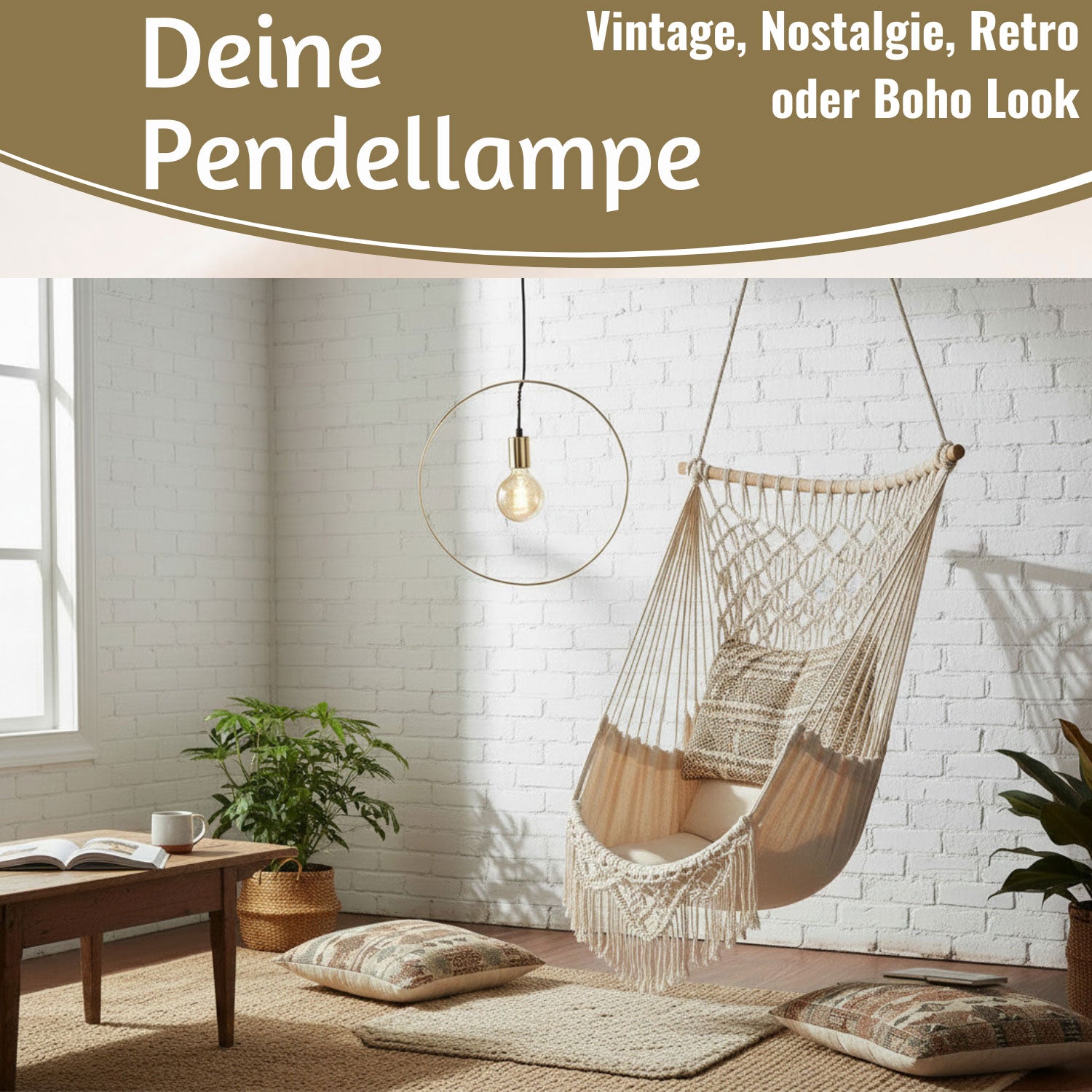 LS-LebenStil Athen Pendel-Leuchte Ring Gold 40cm E27