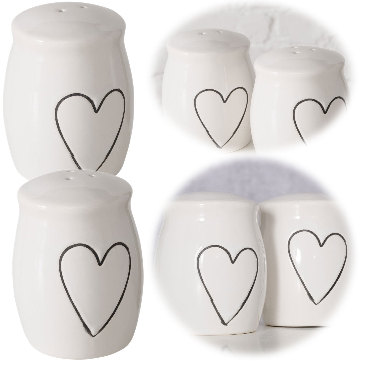 LS-LebenStil Herzen Salzstreuer Pfefferstreuer Set 8cm