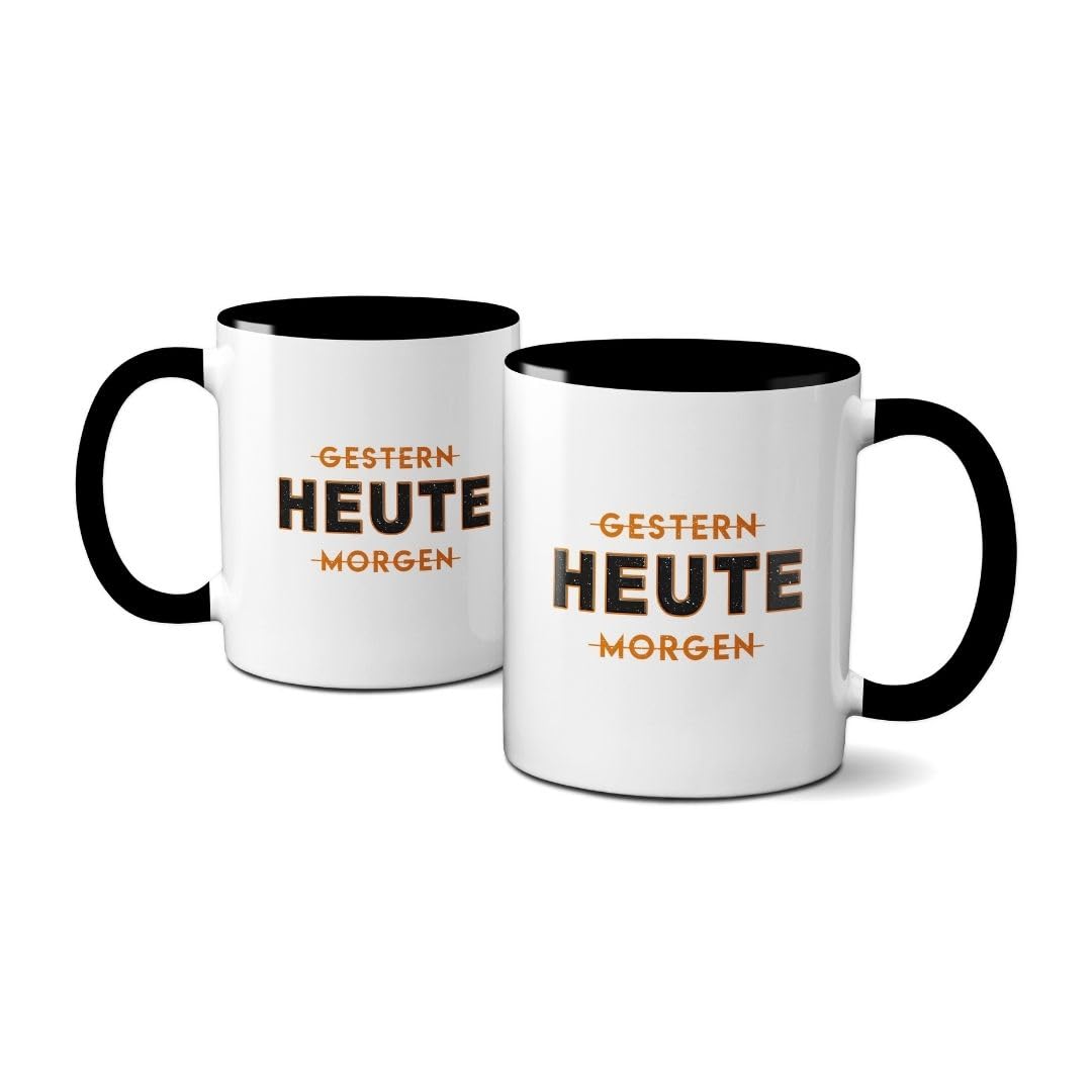 Hustling Sharks Heute Tasse 330ml schwarz Motivation Spruch