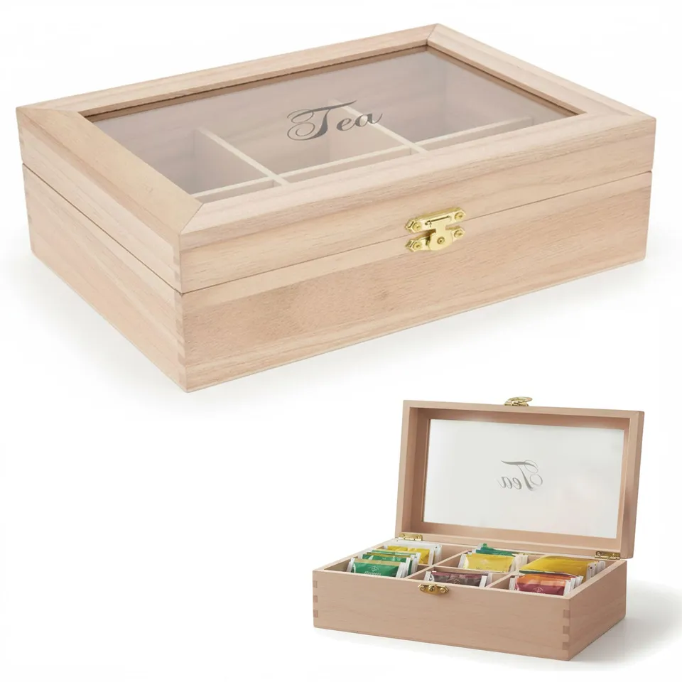 LS-LebenStil Küche & Haushalt Teebox Holz 6 Fächer 20,5cm