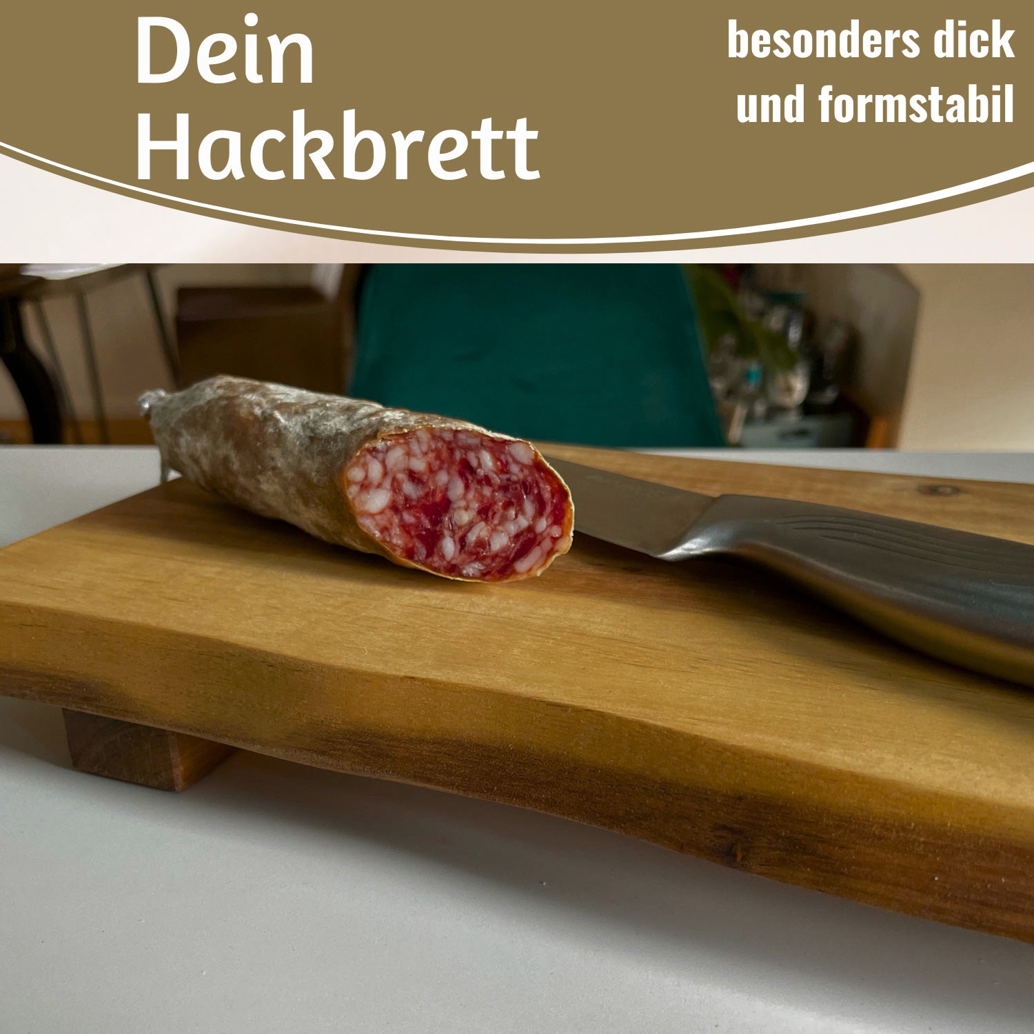 LS-LebenStil XL Vesperbrett Schneidebrett Akazie 53cm mit Füßen