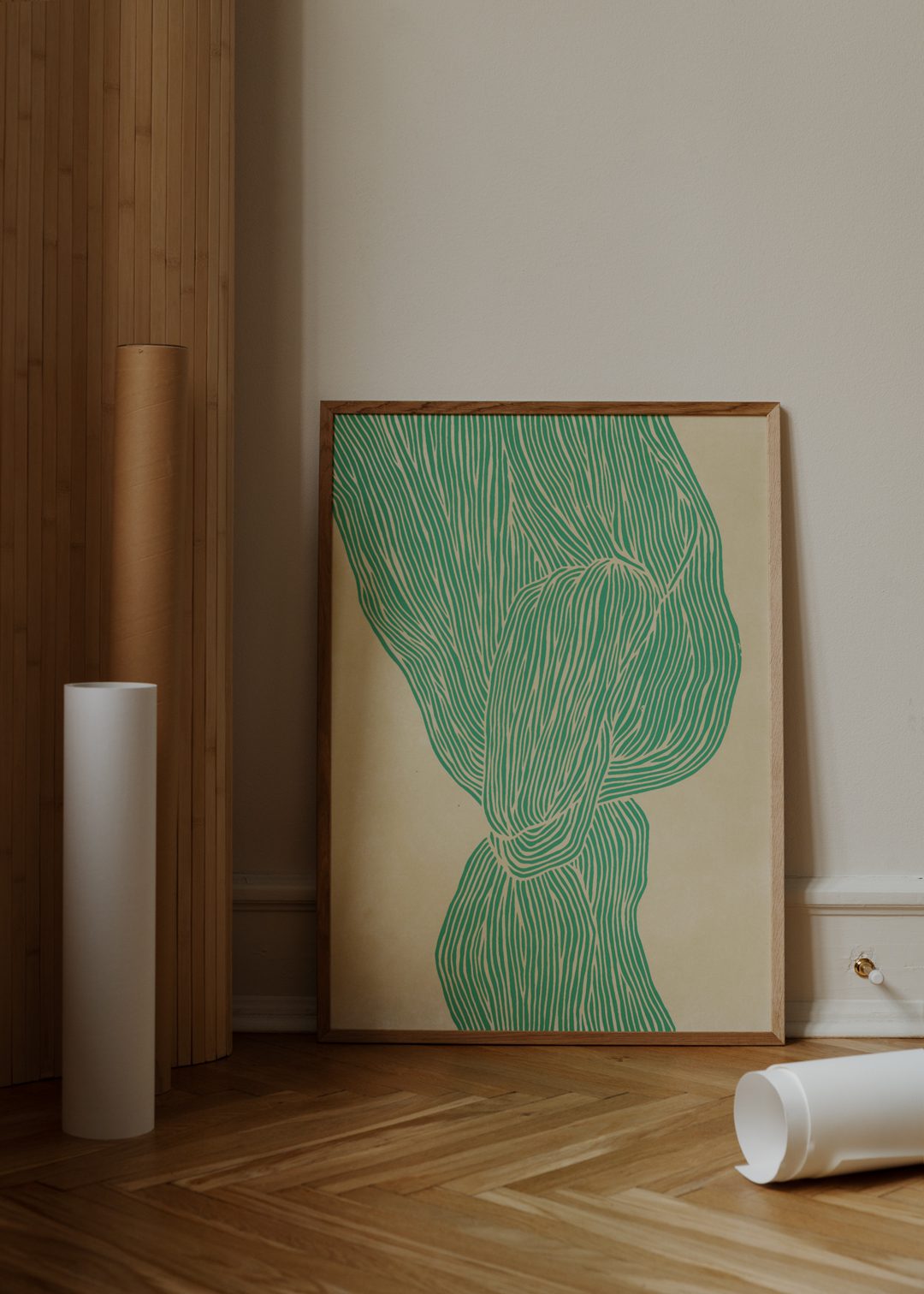 The Poster Club The Line Green Kunstdruck A4 Abstrakt Beige