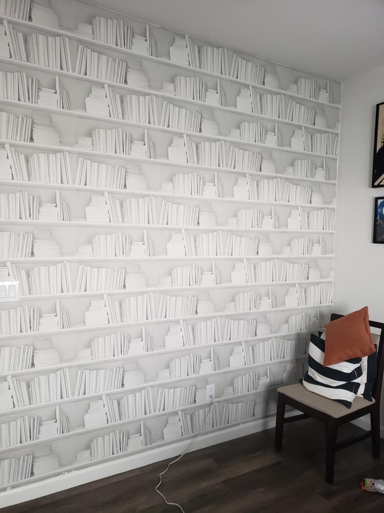 Mineheart White Bookshelf Tapete Weiss Rolle