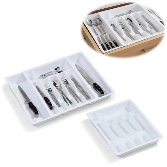 LS-LebenStil Küche Schubladeneinsatz Besteckkasten 29-50cm Weiß