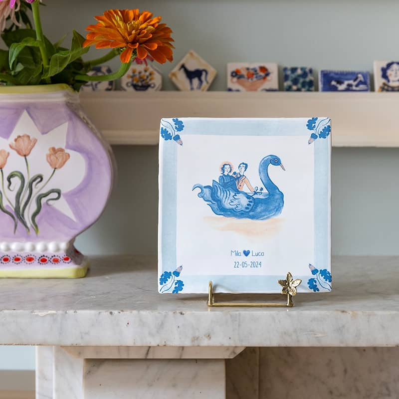 StoryTiles Delft Blue In 't Huwelijksbootje Fliese 10x10 Hochzeit
