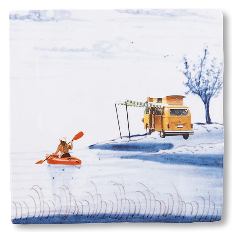 Storytiles Delft Blue Into the wild Fliese S 10x10 cm Campingbus