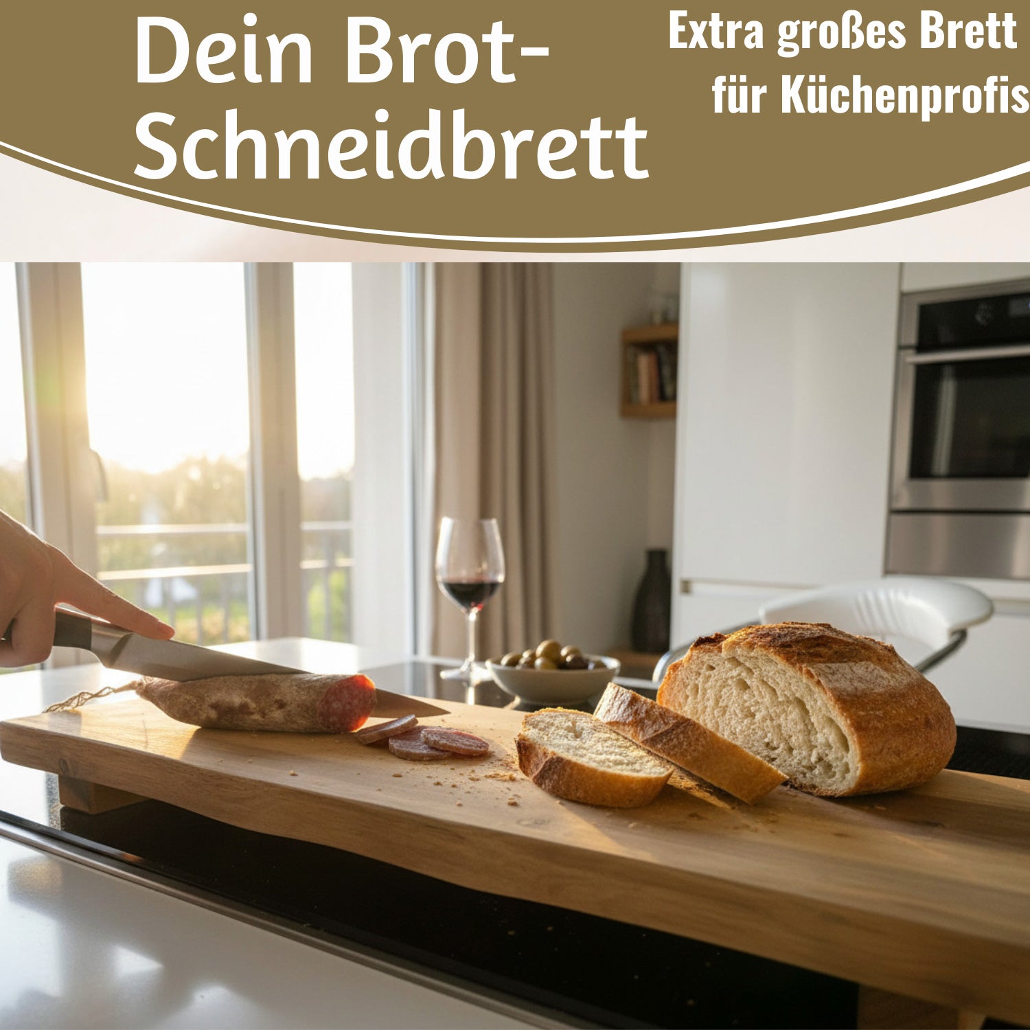 LS-LebenStil XL Vesperbrett Schneidebrett Akazie 53cm mit Füßen