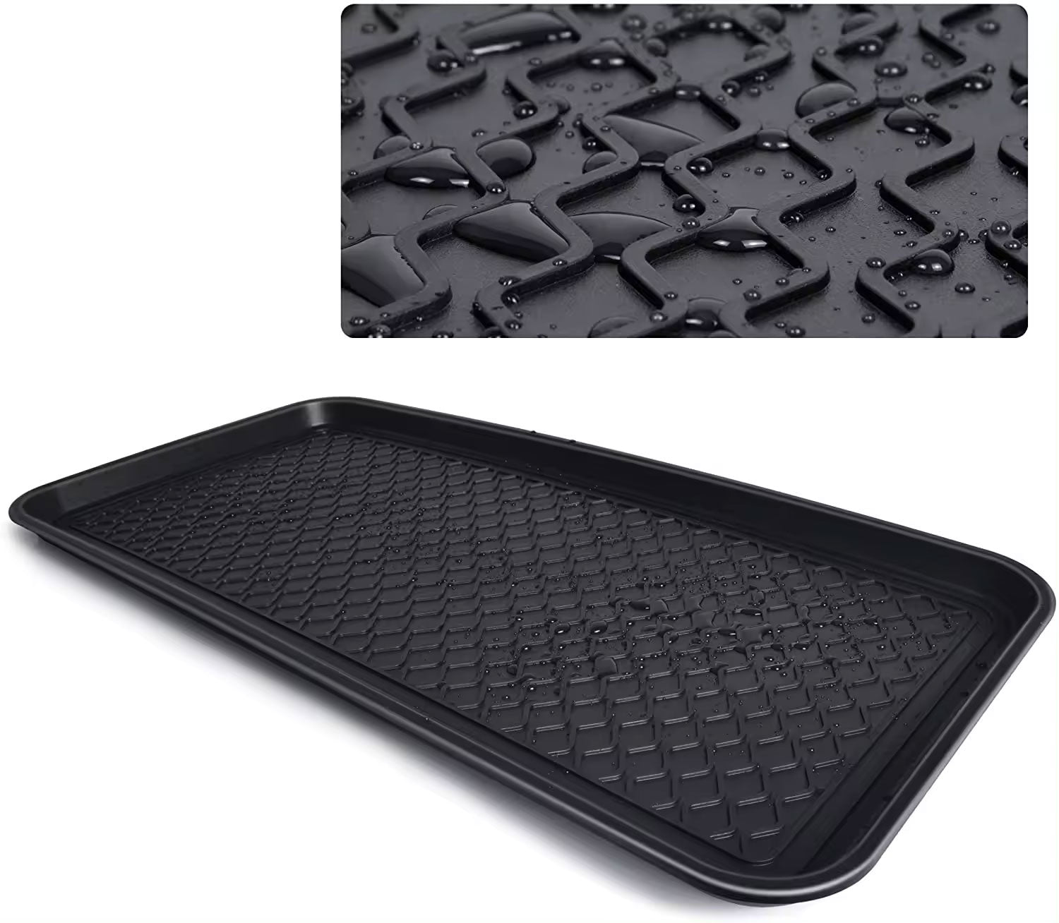 LS-LebenStil Küche Schuhabtropfschale Schwarz 60x40cm Hoher Rand