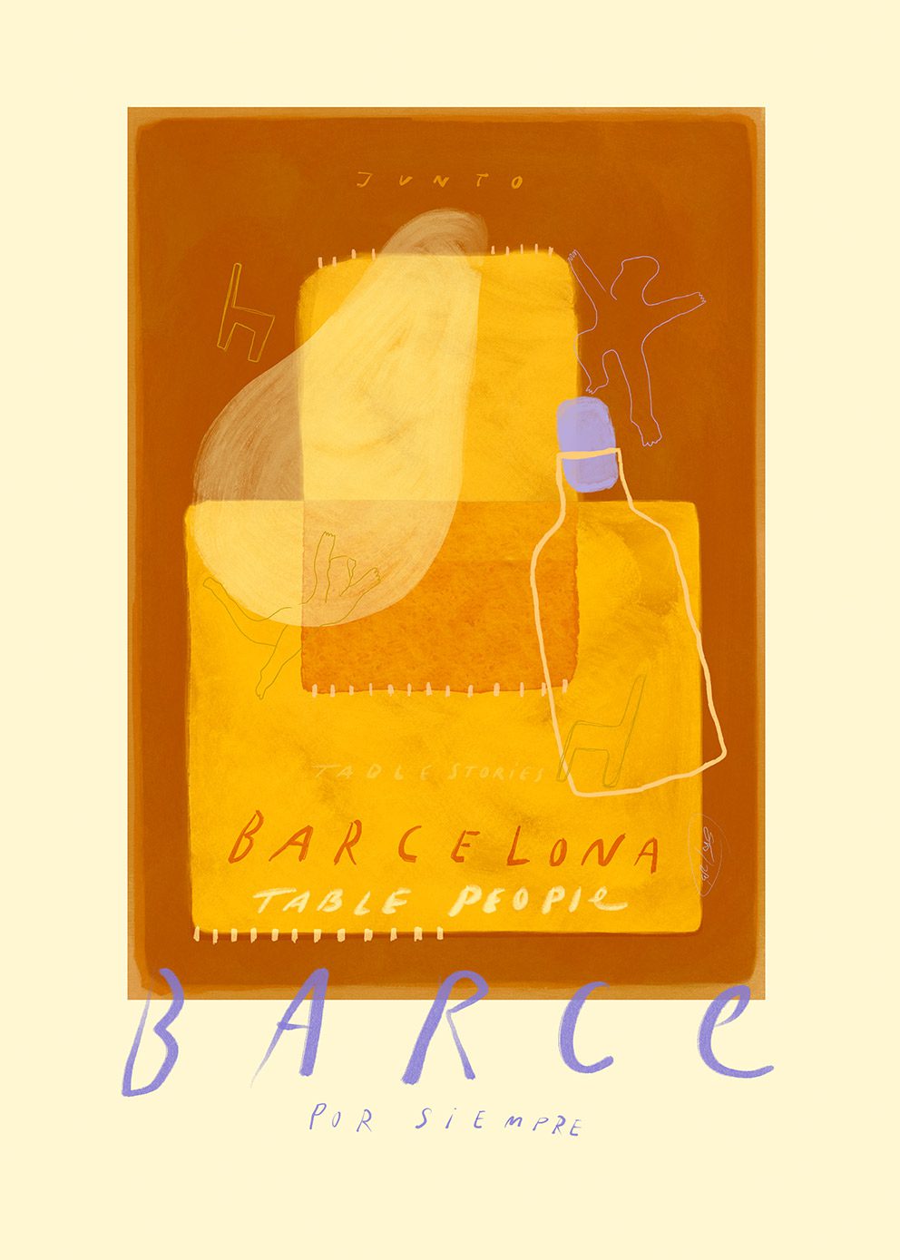 The Poster Club Barce Poster A4 beige lila