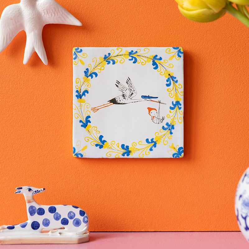 Storytiles Delft Blue Hallo kleintje! Baby-Fliese S 10x10 cm