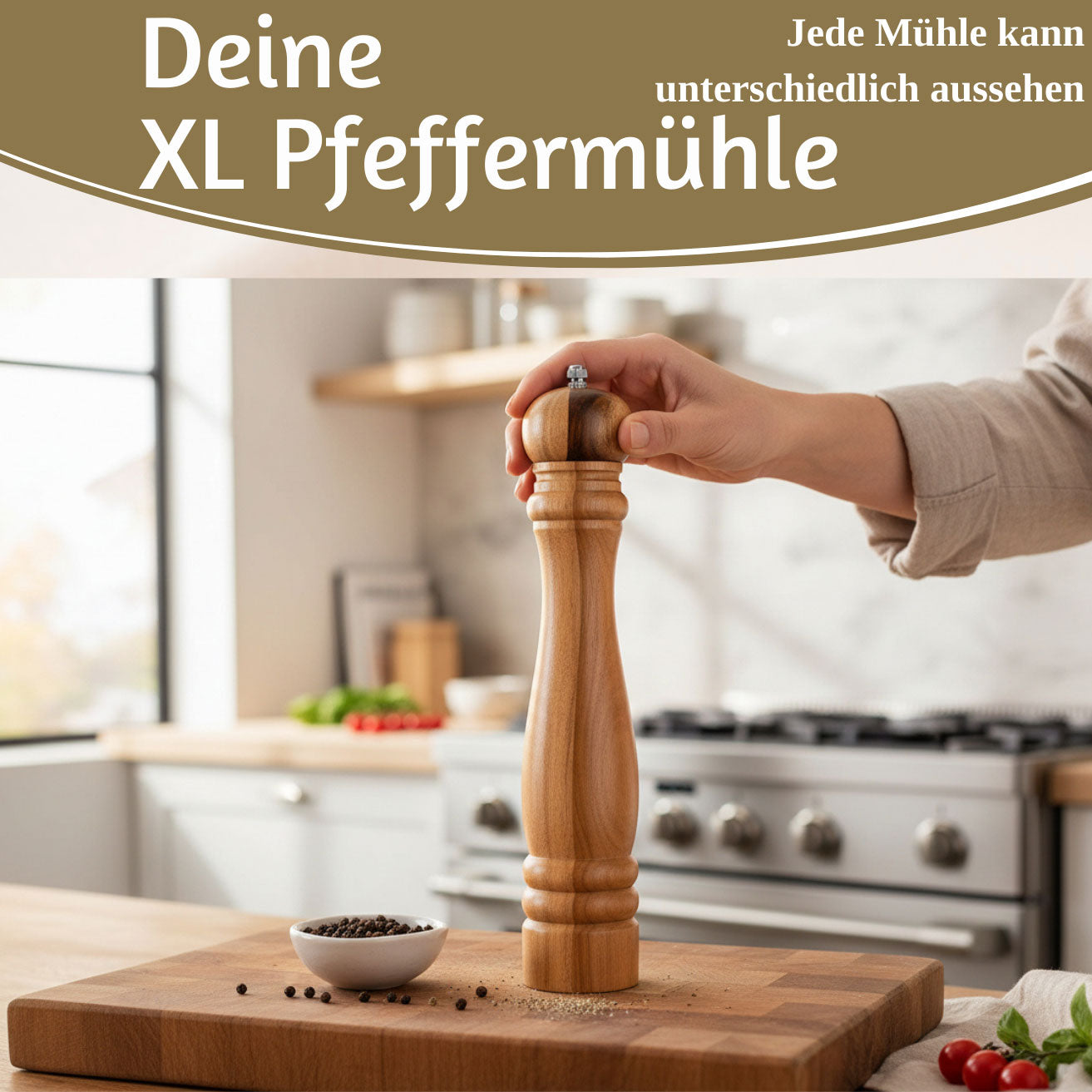 LS-LebenStil Design XL Salzmühle Pfeffermühle Akazie 32cm