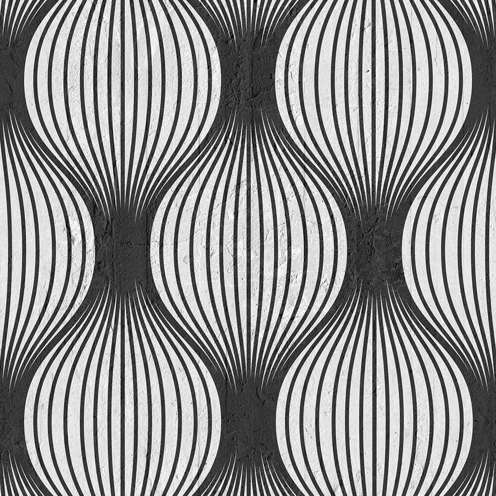 Mineheart Black Geometric Bulbs Tapete Glatt Vlies A3 Muster Schwarz