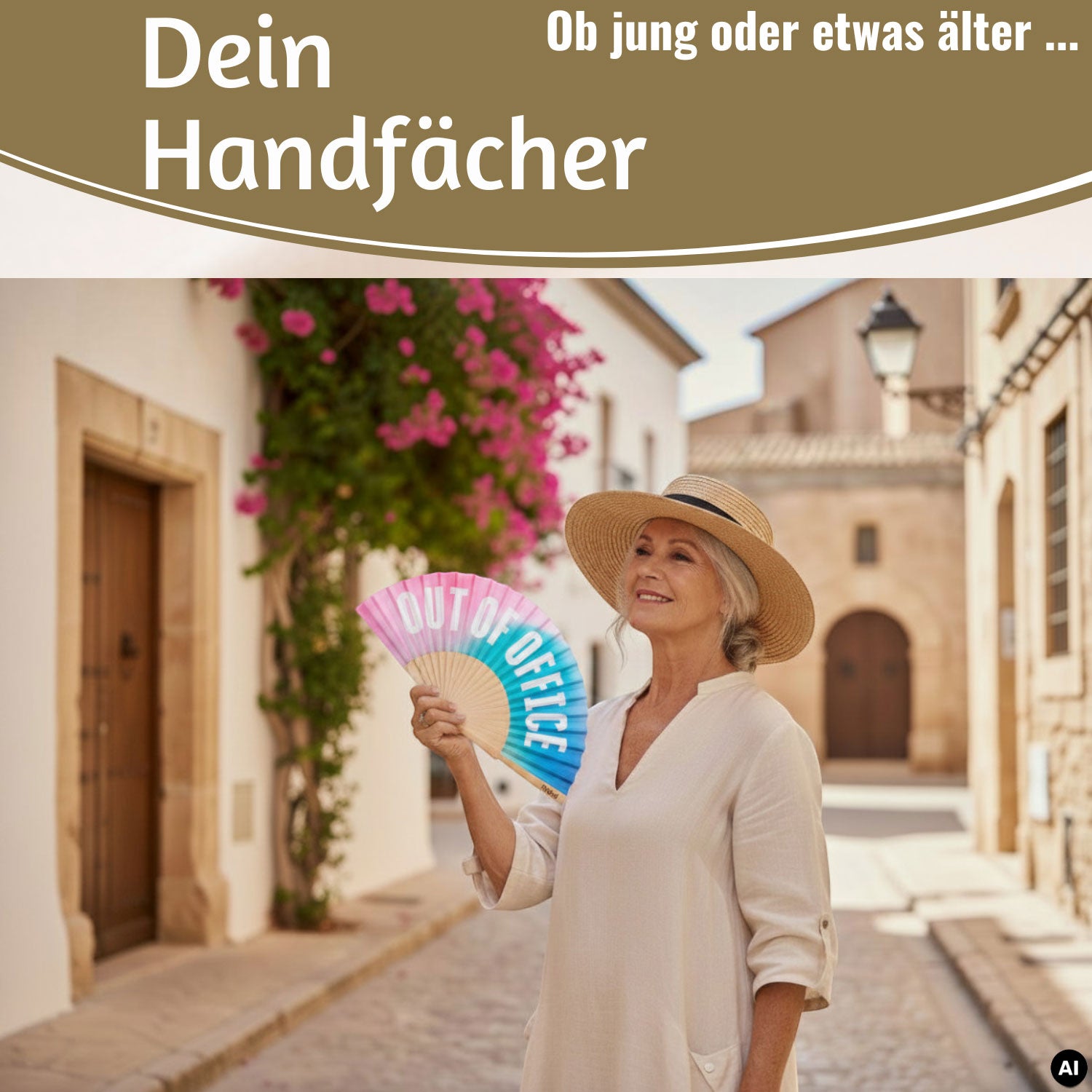 LS-LebenStil Shopper & Taschen Handfächer Out of Office 23x42cm