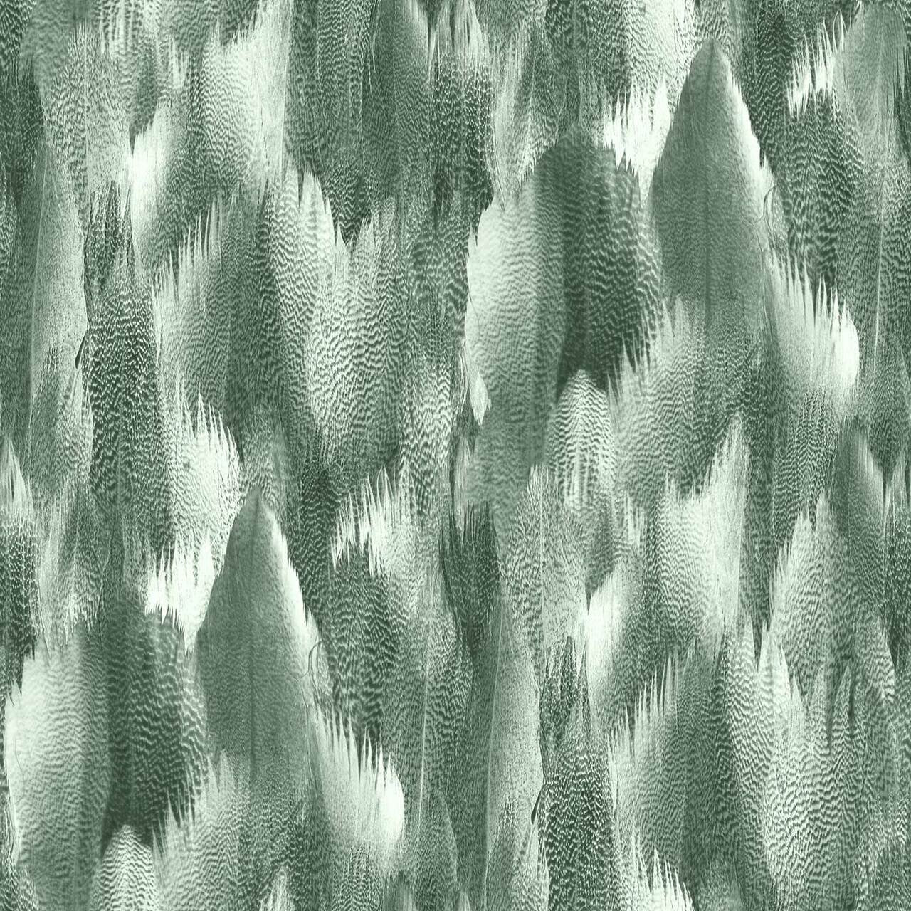 Mineheart Natural Feathers Tapete Silber-Grün 52cm x 10m