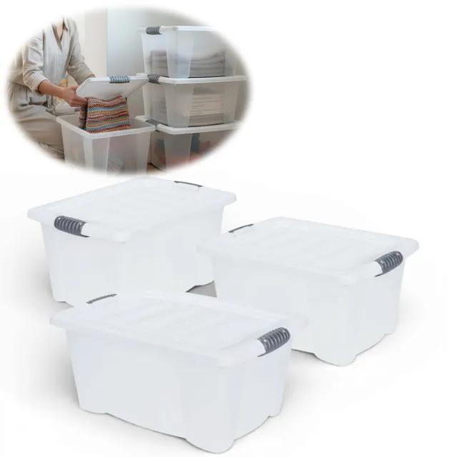 LS-LebenStil Möbel & Wohnen XL Stapelbox 40x28cm transparent 3er Set
