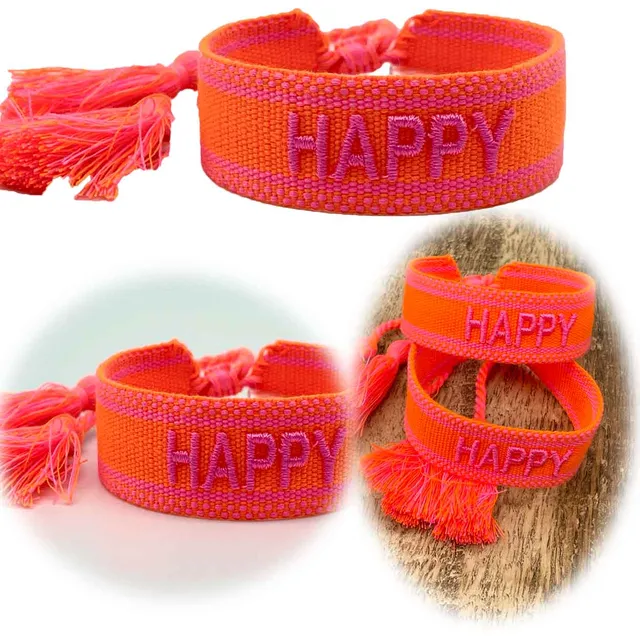 LS-LebenStil Uhren & Schmuck Happy Armband Neon Orange Pink 20cm
