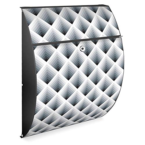 Banjado Riviera Briefkasten Anthrazit Raster 3D Grau A4