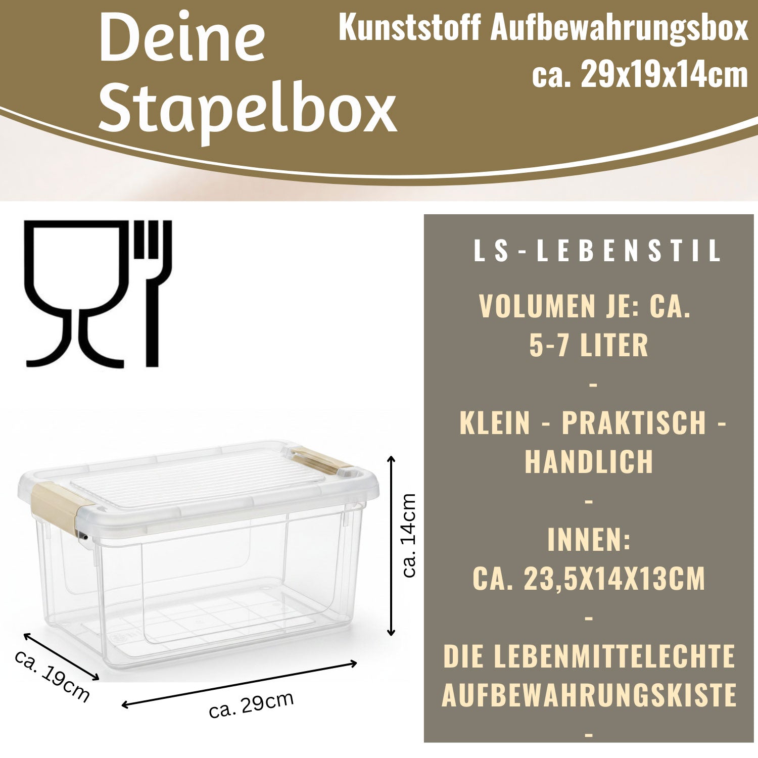 LS-LebenStil Möbel & Wohnen Stapelbox 5L Transparent
