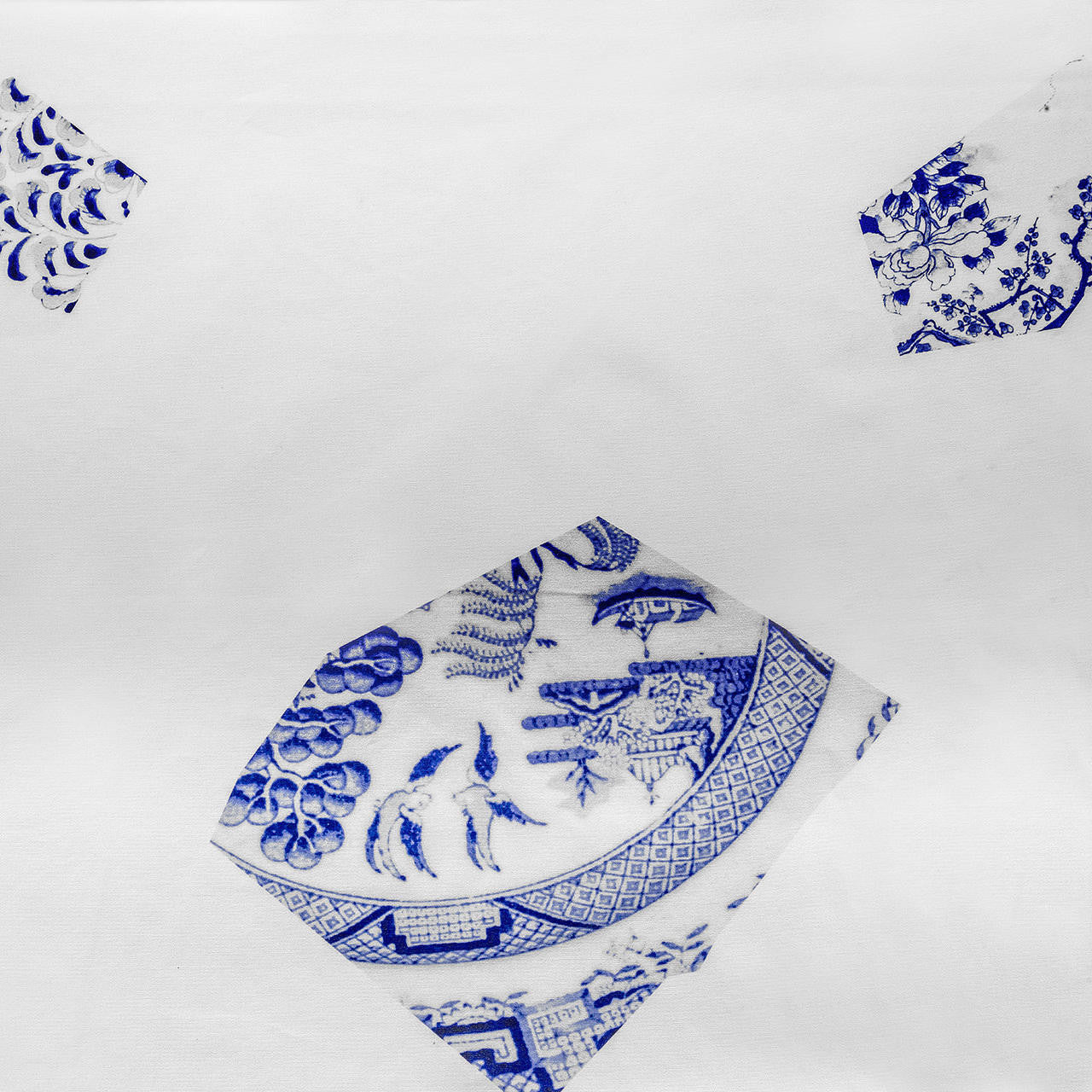 Mineheart Fashion White & Blue Plate fragment Stoff Baumwolle