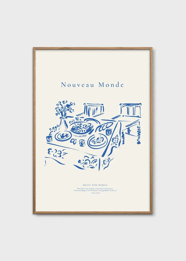 The Poster Club Art Prints Nouveau Monde Poster A4 beige-blau