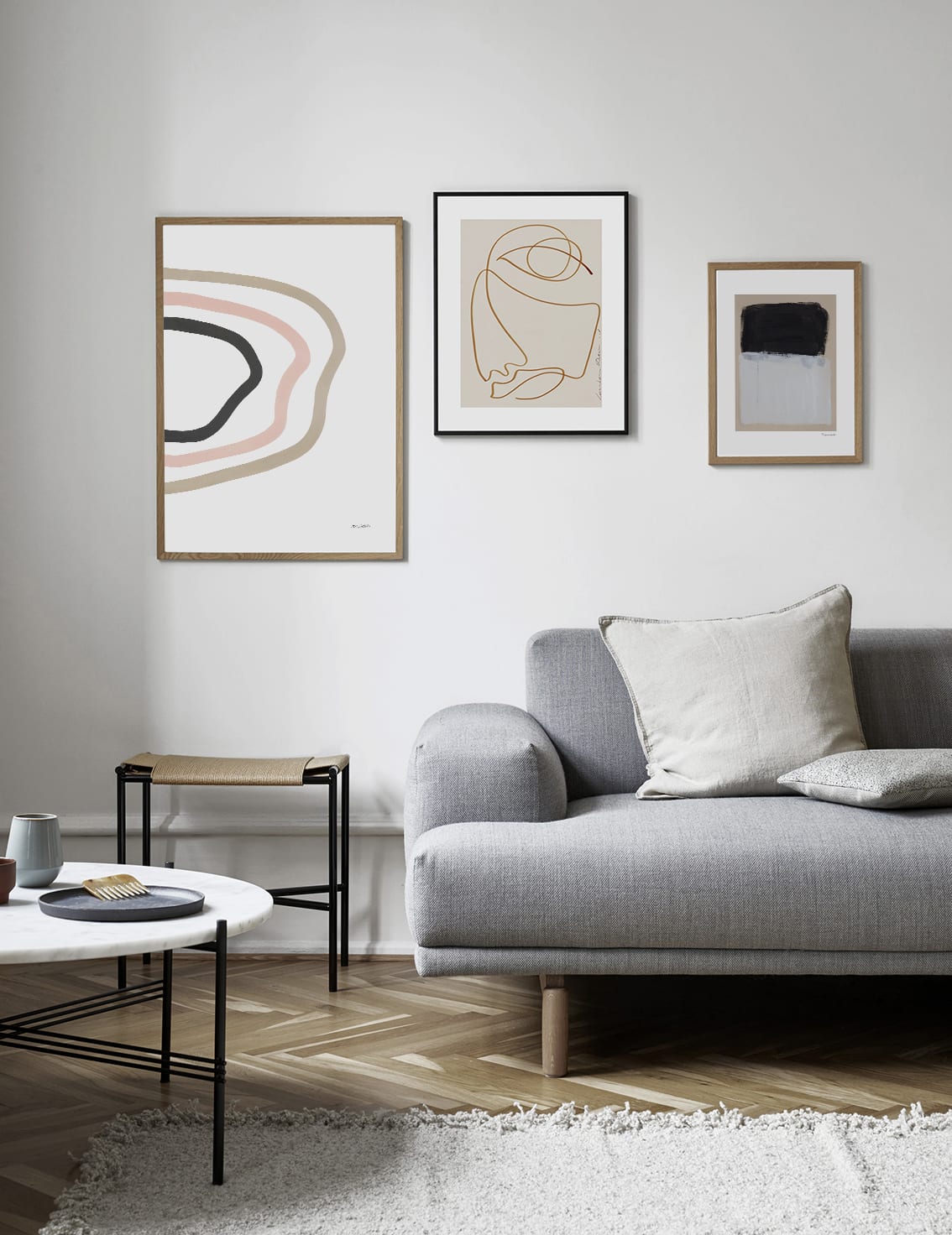 The Poster Club Melancholic Kunstdruck A4 beige Linie