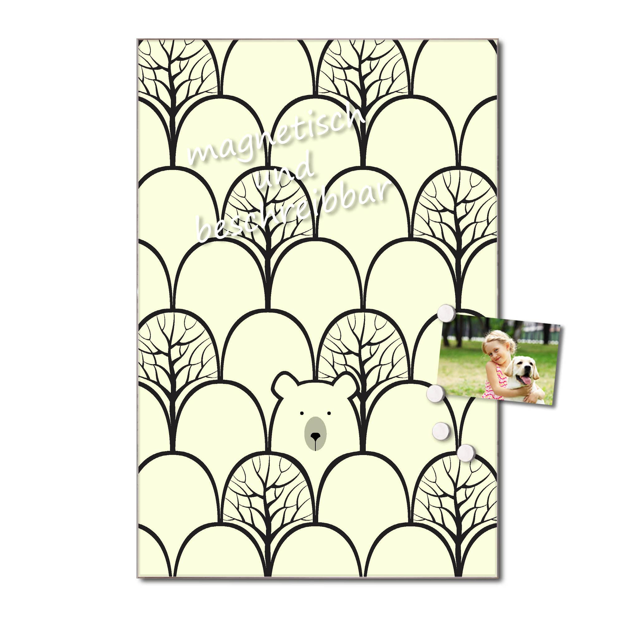 Banjado Magnettafel Waldbeeren Glasmagnettafel 40x60 cm Muster