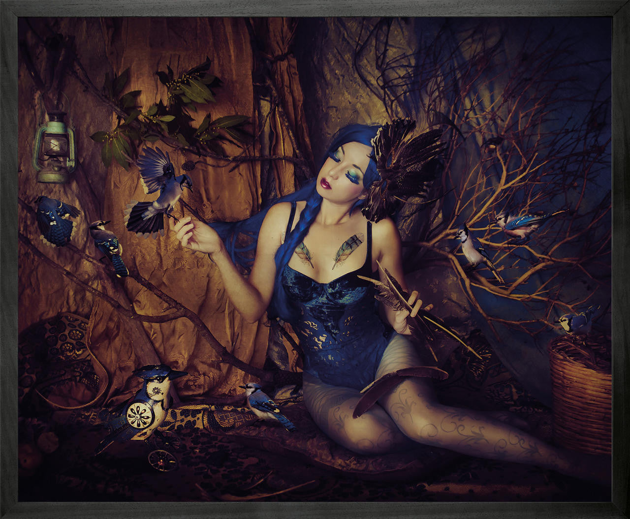 Mineheart Wall Art Bluejay Leinwand gerahmt Mini 53x43 cm