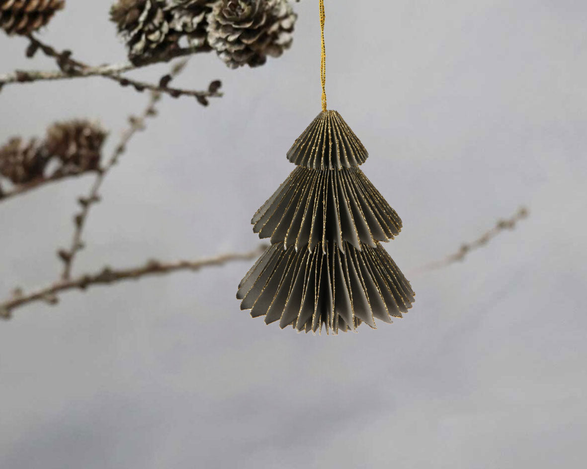 LS-LebenStil Möbel & Wohnen Papier Tannenbaum Hänger grau 3er 8cm