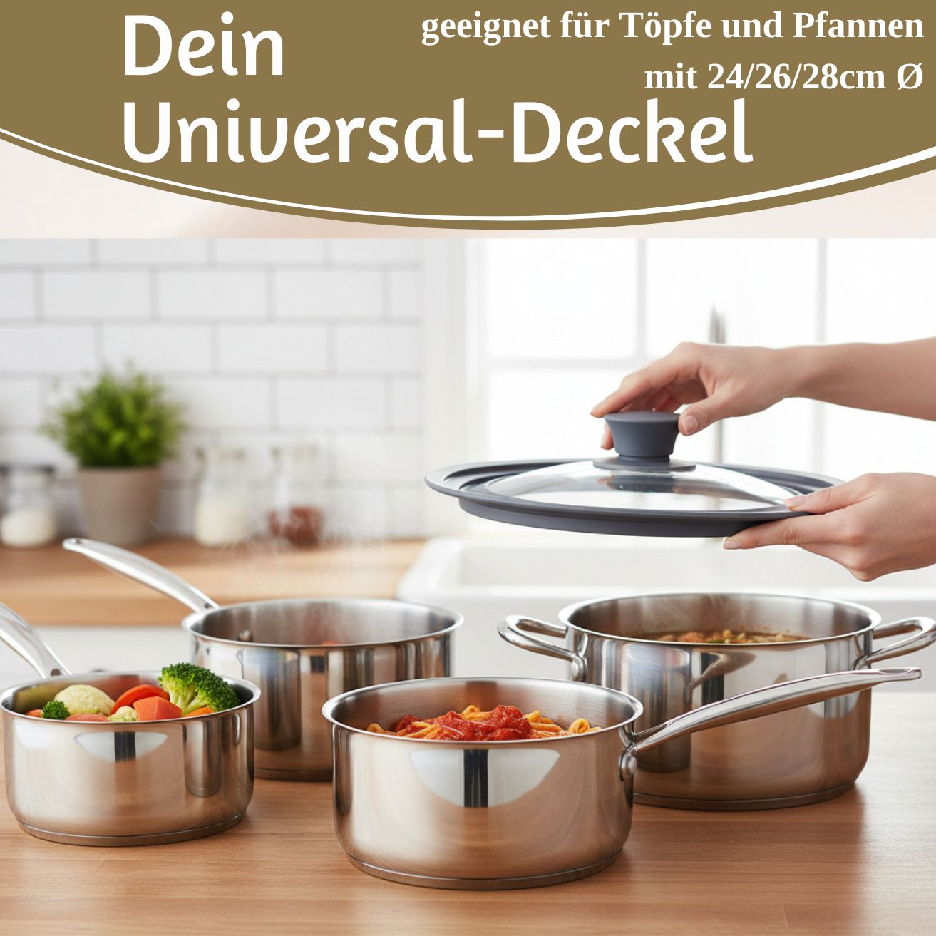 LS-LebenStil Küche & Haushalt Glasdeckel 24-28 cm Universal
