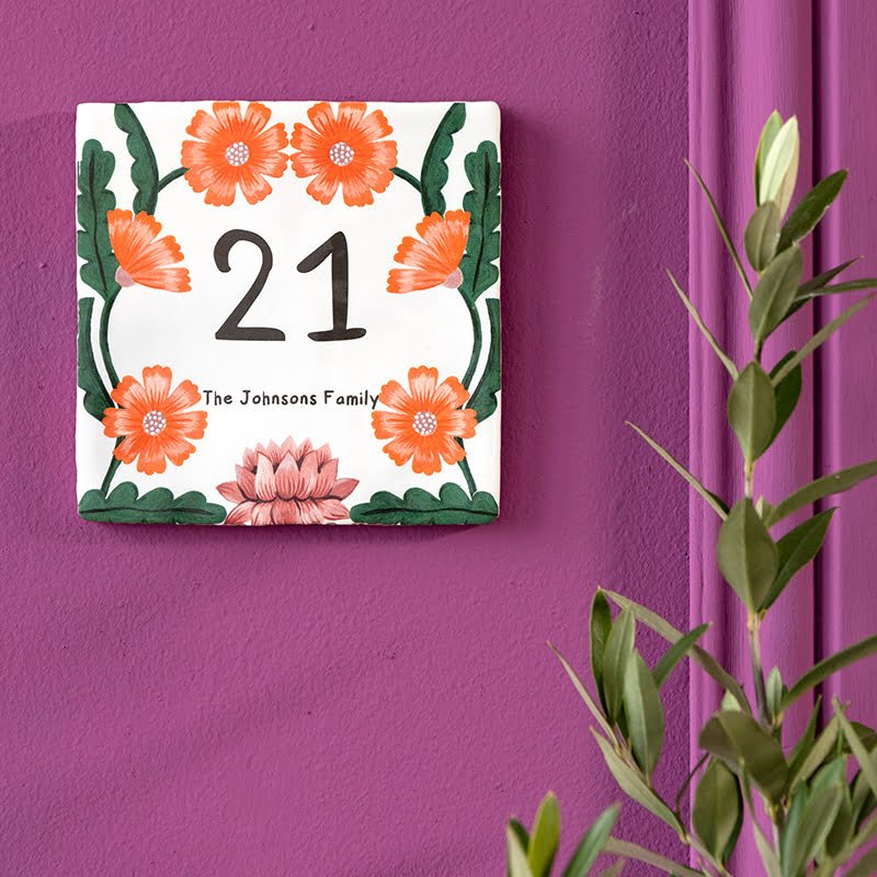 Storytiles Delft Blue Verse Bloempjes Wandfliese S 10x10 cm Hausnummer