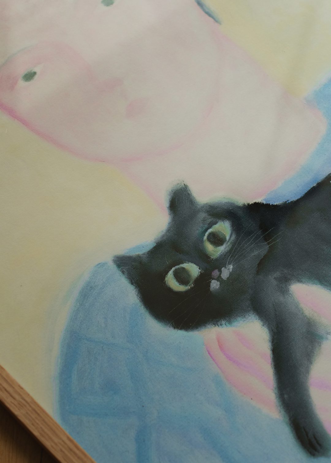 The Poster Club Art Prints Boy Holding a Cat Poster 40x50 cm blau