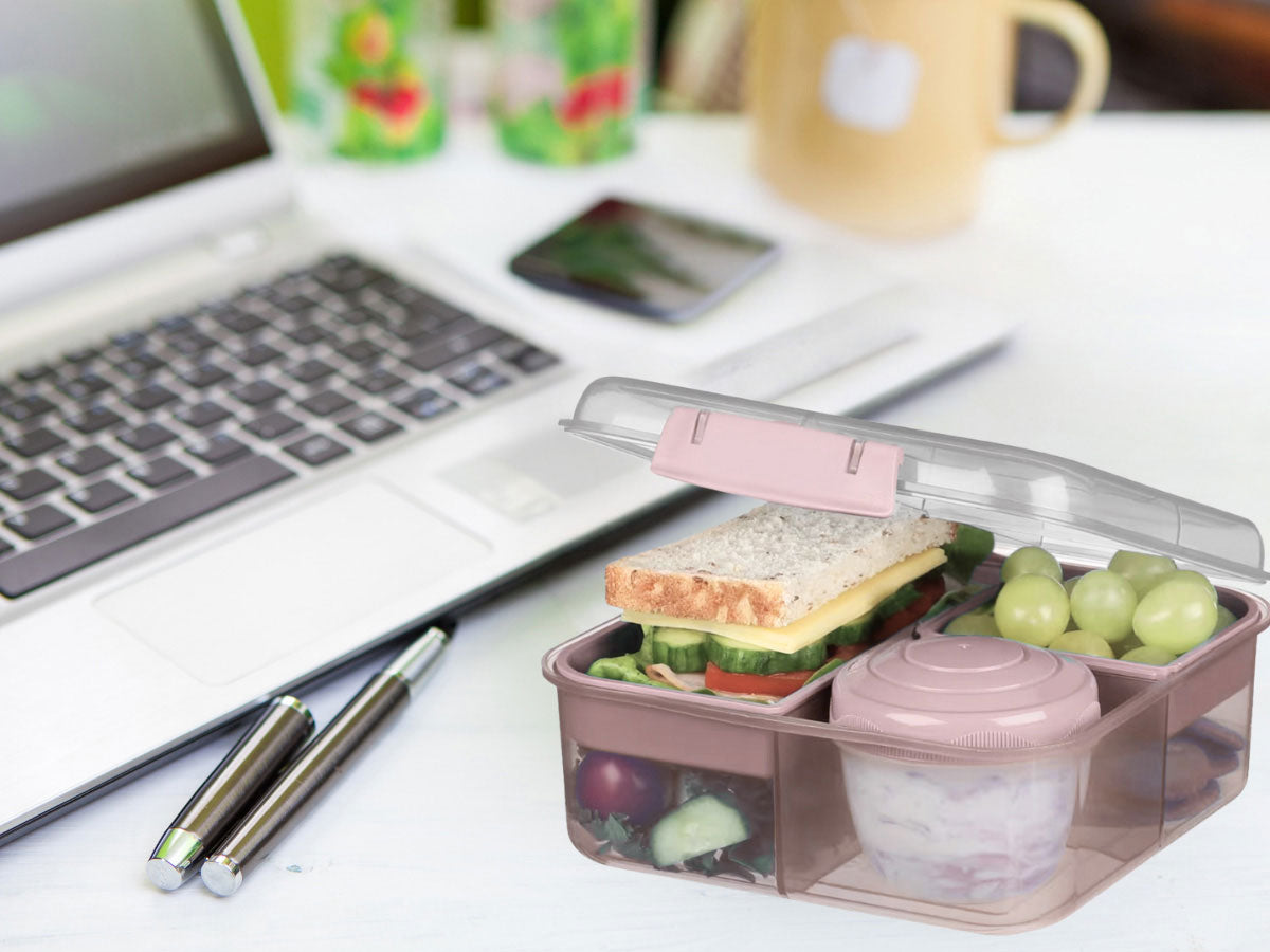LS-LebenStil Küche & Haushalt Bento Box Rosa 3 Fächer 2 Ebenen