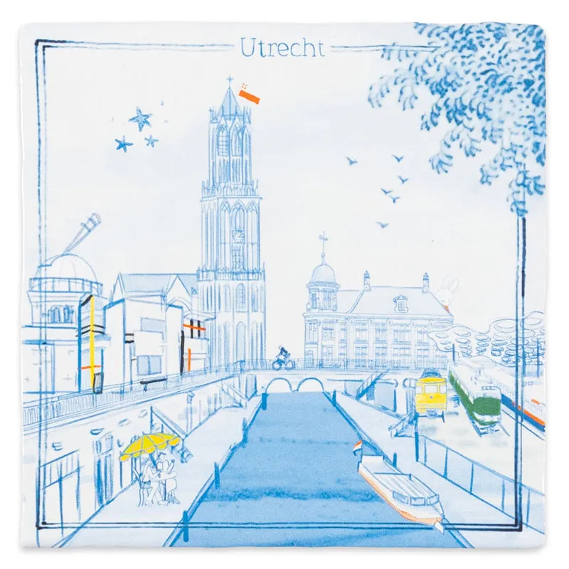 StoryTiles Delft Blue Utrecht Fliese S 10x10 cm Stadt personalisierbar