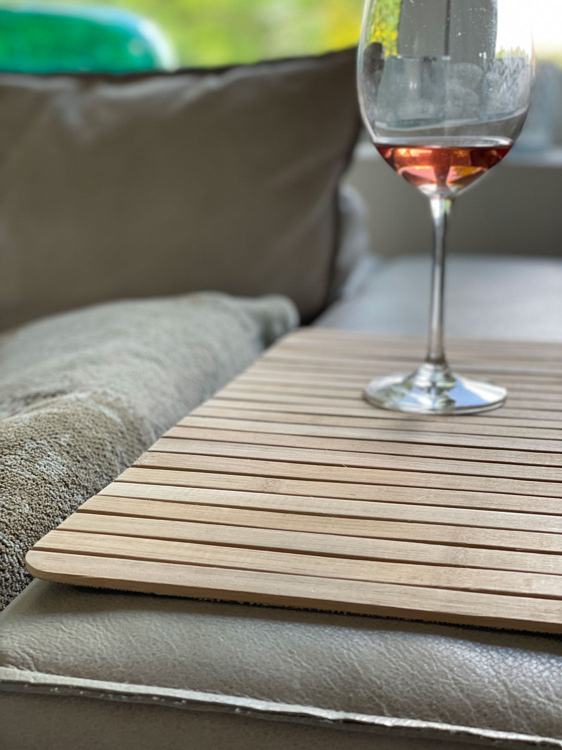 LS-LebenStil Sofa Tablett Bambus 44x24cm Armlehne Natur