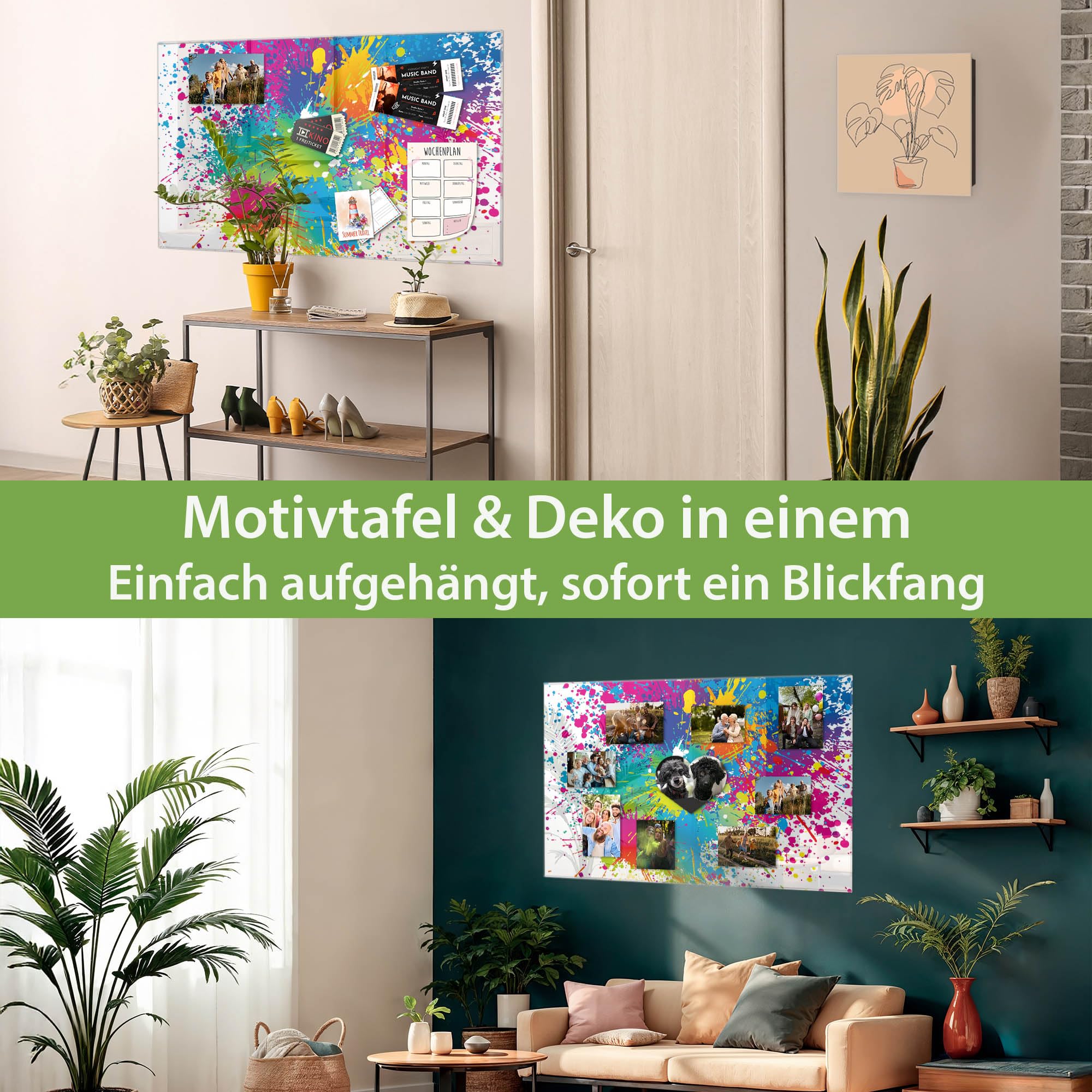 Banjado Magnettafel Farbspritzer Glasboard 120x80 cm Abstrakt