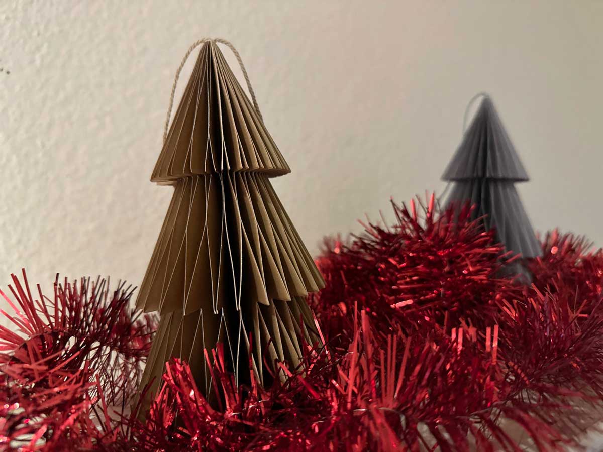 LS-LebenStil Papier Tannenbaum 2er Set grau braun 15cm