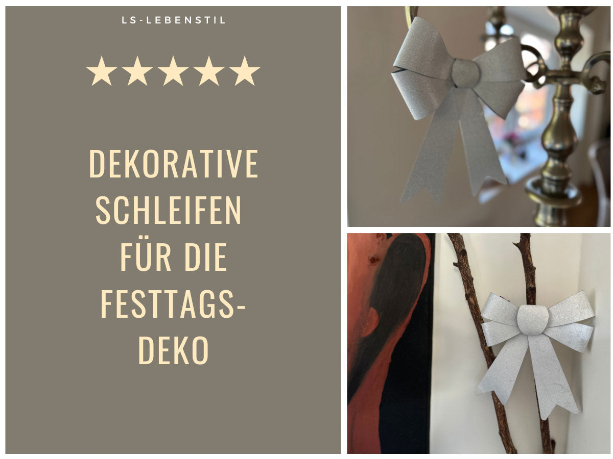 LS-LebenStil Möbel & Wohnen Weihnachtsschleife Silber 17cm 2er