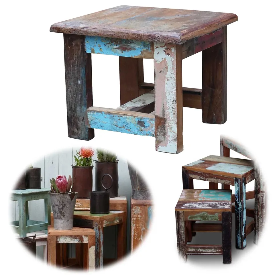 LS-LebenStil Möbel & Wohnen Fußhocker Tritthocker Holz 28cm Fundholz