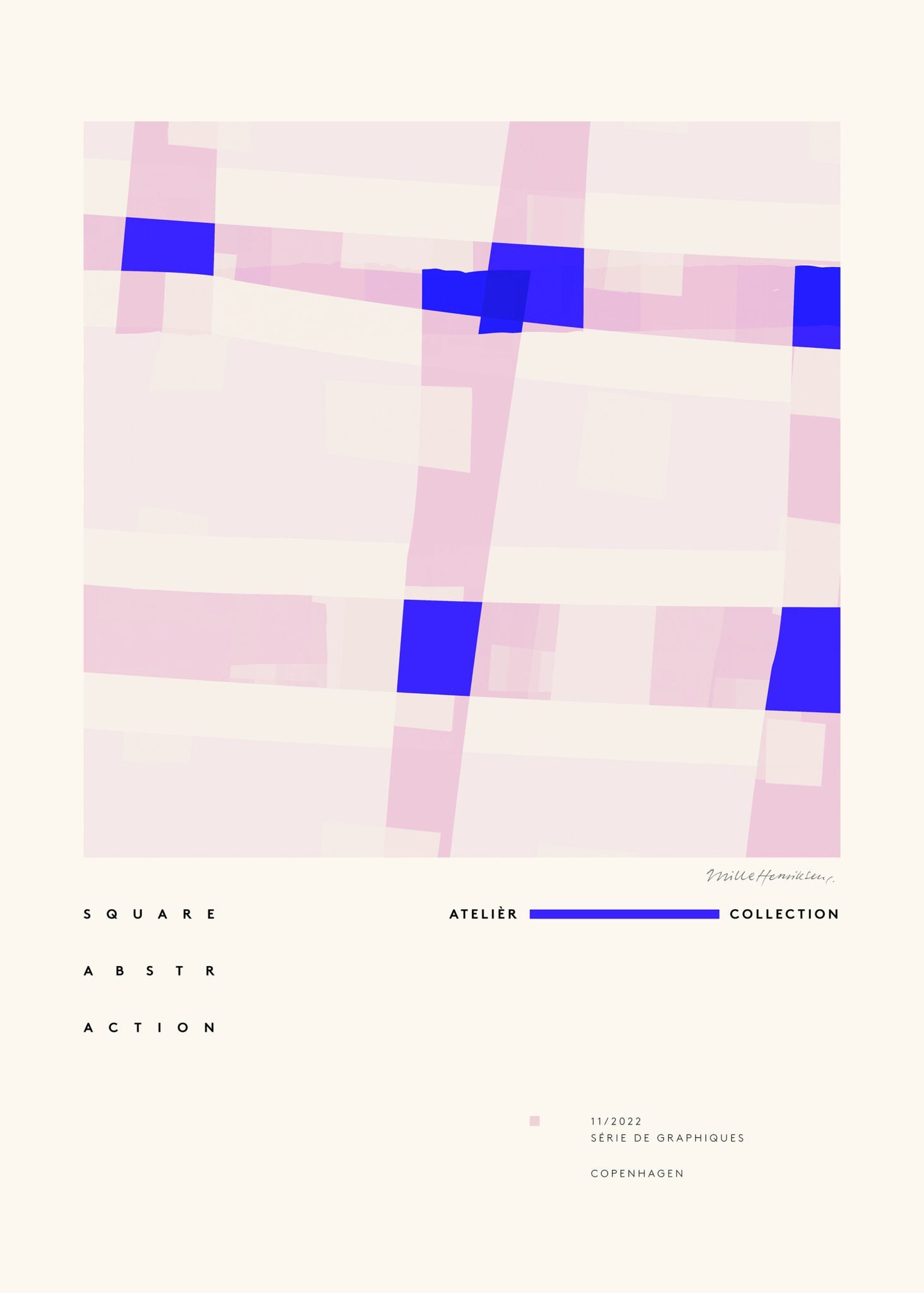 The Poster Club Art Prints Square Abstraction Poster 50x70 blau