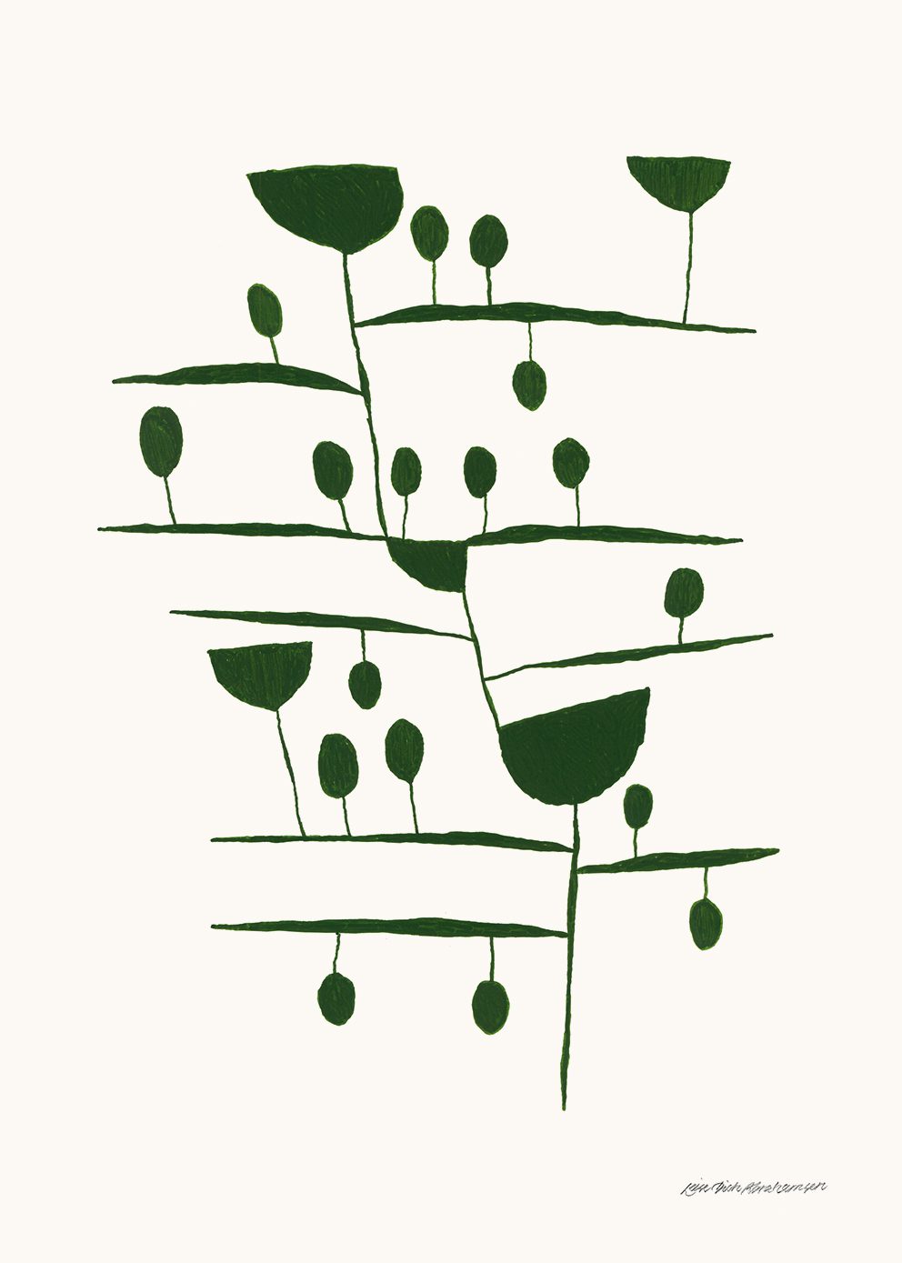 The Poster Club Totem Poster 30x40 cm abstrakt grün weiß