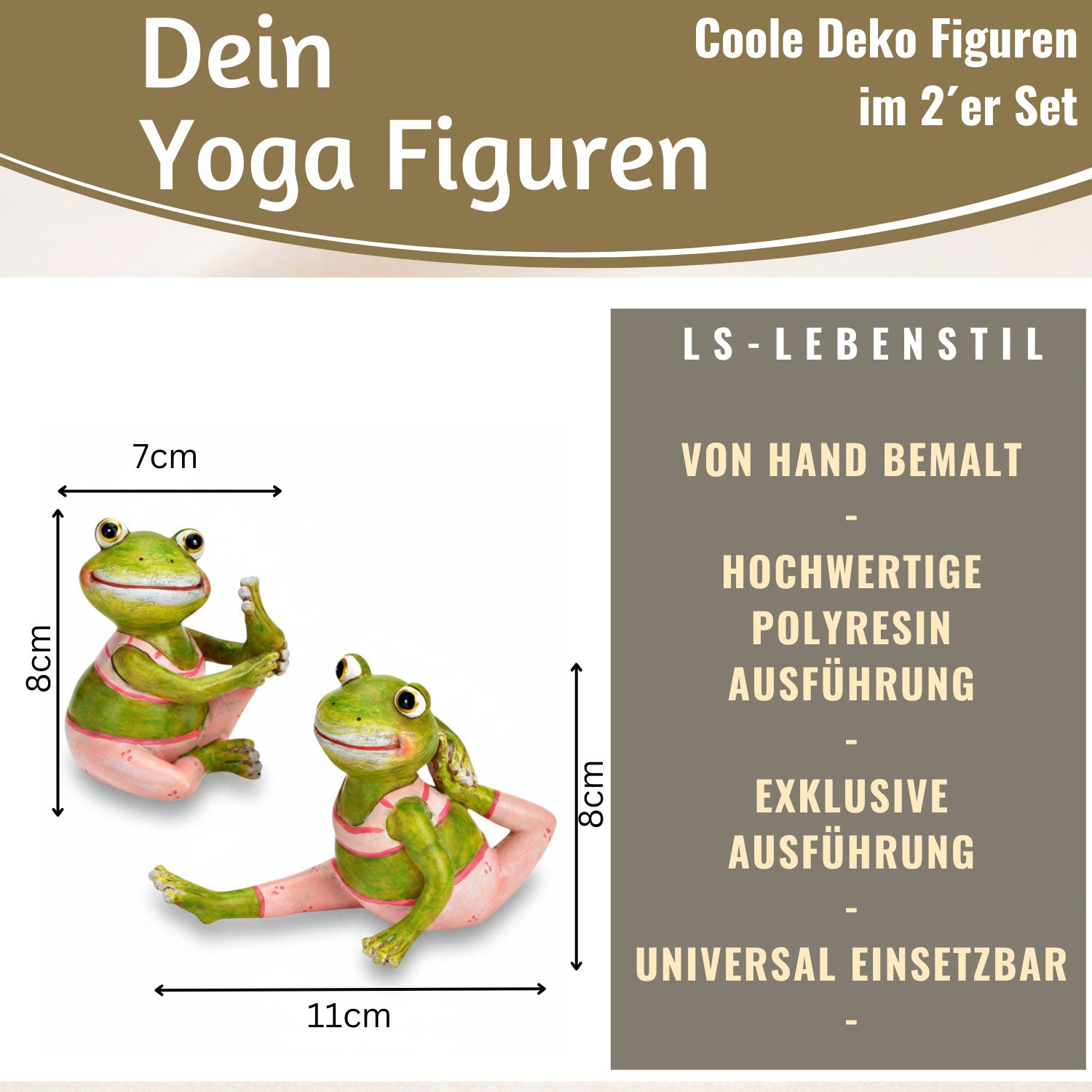 LS-LebenStil Yoga Frösche Deko-Figuren Set 8cm Grün Pink