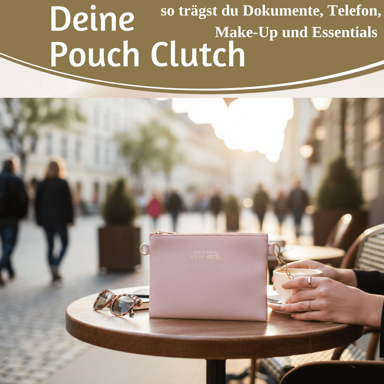 Mimi's Glow Lia Clutch Handtasche Rosa 22cm PU