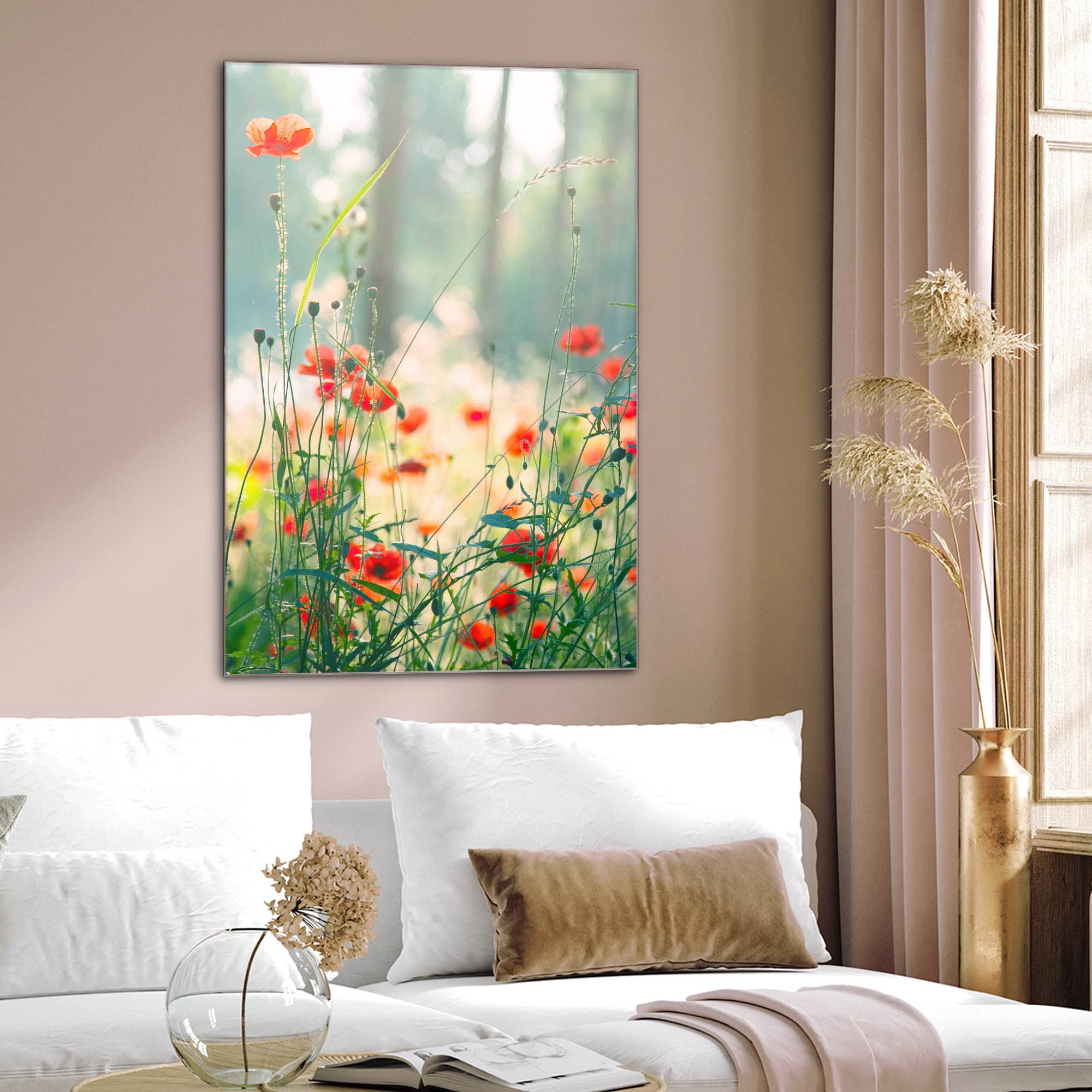 Banjado Magnettafel Waldmohn 60x40 cm Glas beschreibbar