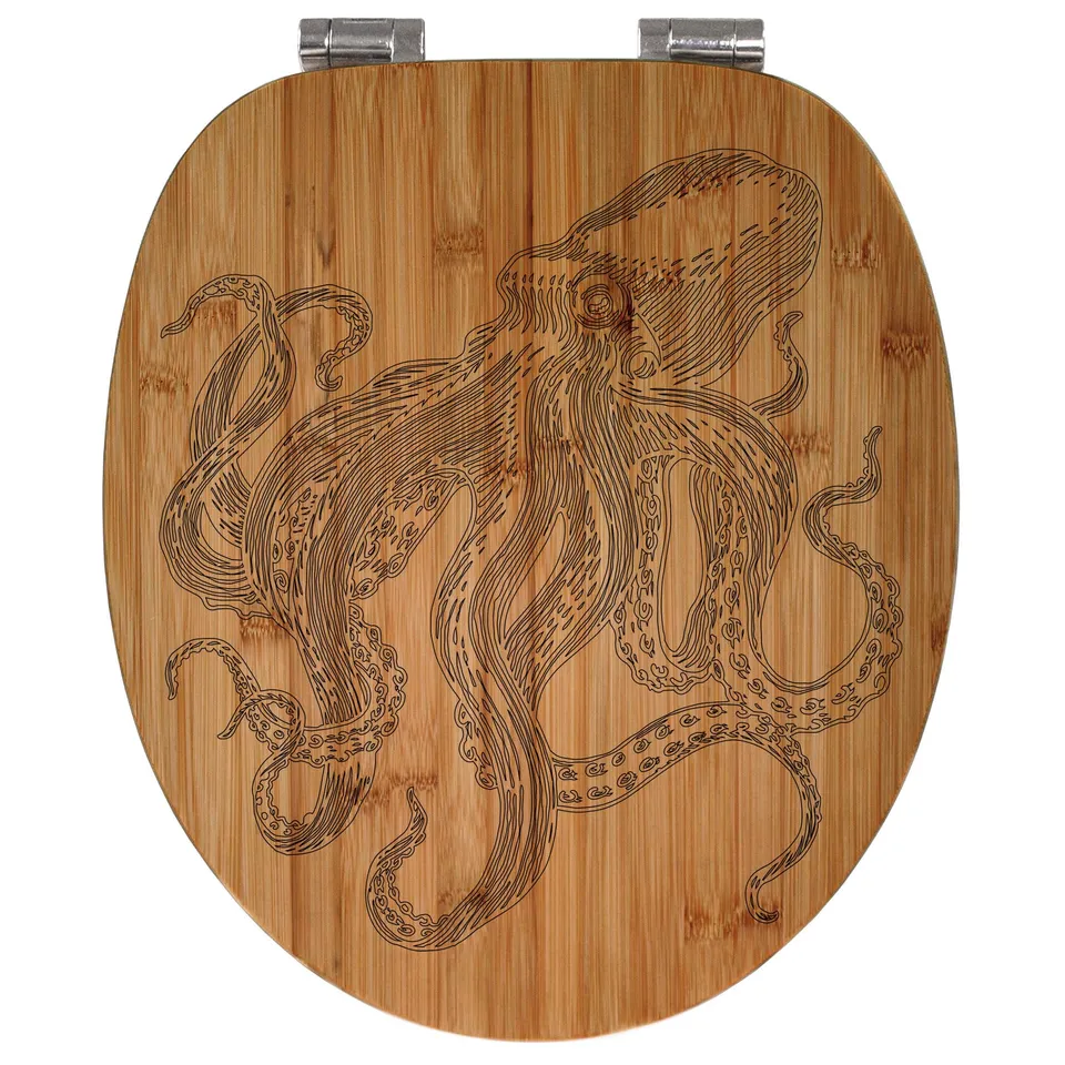 Banjado WC Sitz Oktopus 4 Toilettendeckel Bambus Absenkautomatik