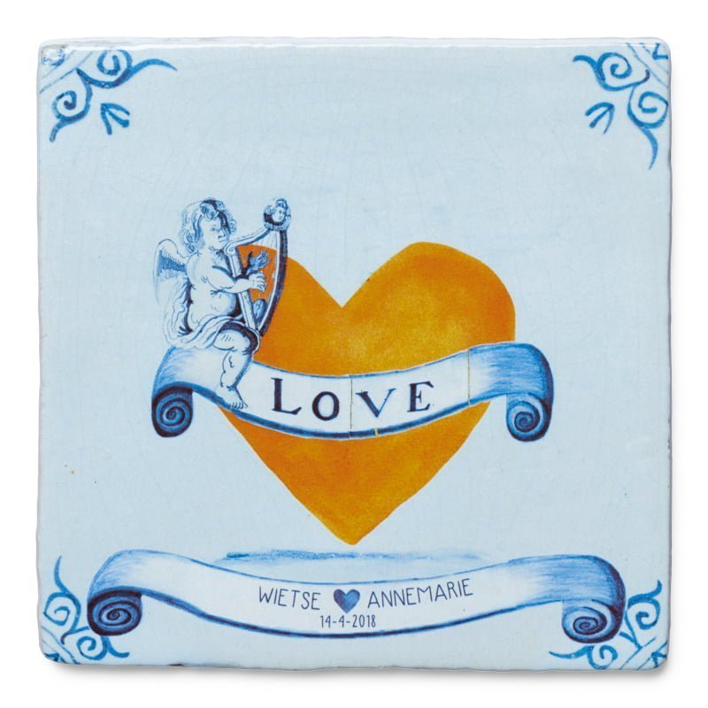 StoryTiles Delft Blue Met heel mijn hart Fliese 10x10 cm Herz